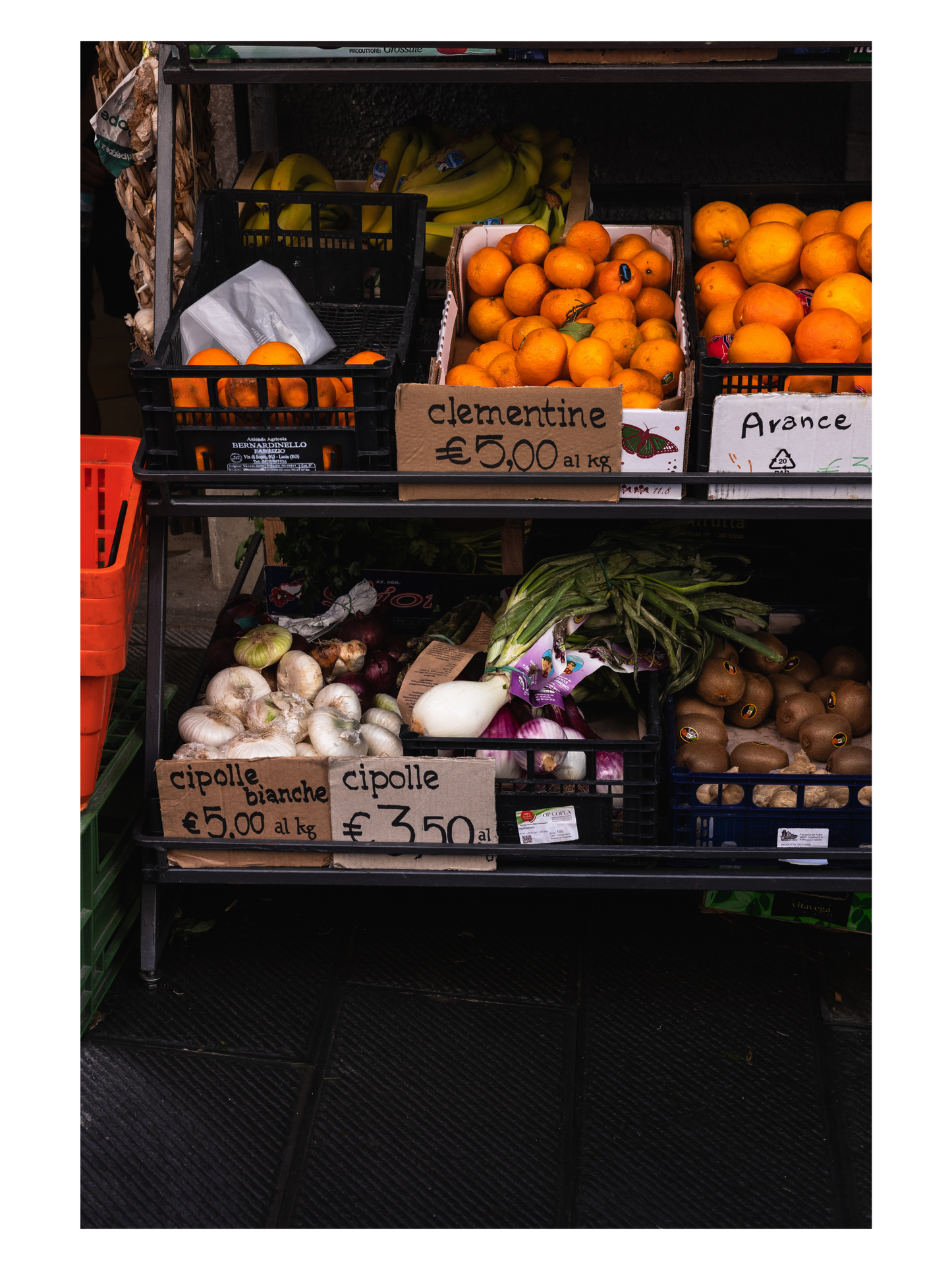 Fånga Fine Art Print Market day clementines onions an mushrooms